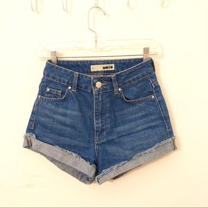 Topshop moto high waist jean shorts